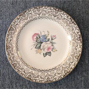 "Century" by Salem, 23k Gold Floral Plate, 7", Set of 6
